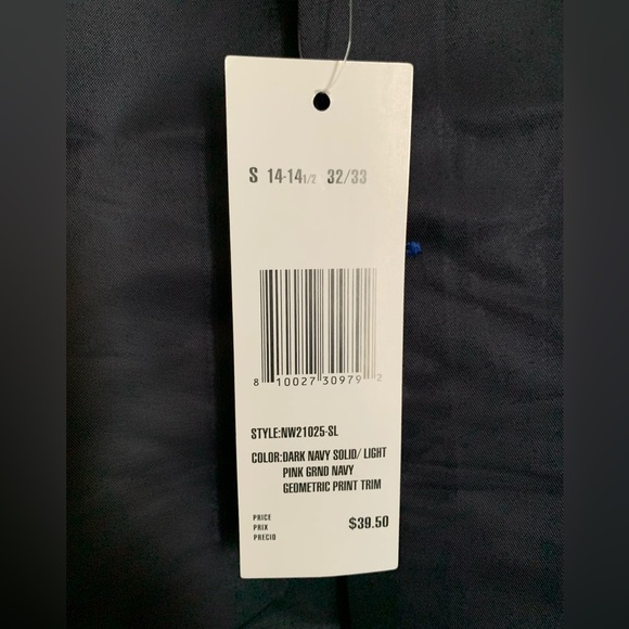 New Mens Nine West Slim Fit Wrinkle Free LS Button Up Shirt Sz S (14-14-1/2) NWT - Picture 4 of 5